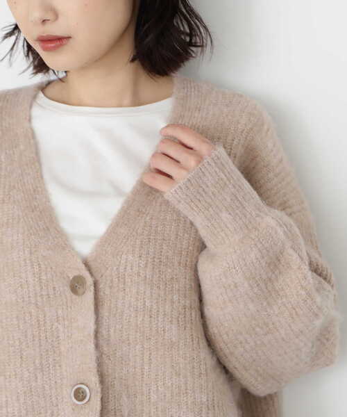 NATURAL BEAUTY BASIC（ナチュラルビューティーベーシック）の「シャギーメランジボクシーカーデ差込（カーディガン/ボレロ・レディース・ブルー/ベージュ/ラベンダー・MEDIUM）」の17枚目の写真