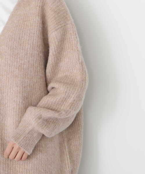 NATURAL BEAUTY BASIC（ナチュラルビューティーベーシック）の「シャギーメランジボクシーカーデ差込（カーディガン/ボレロ・レディース・ブルー/ベージュ/ラベンダー・MEDIUM）」の16枚目の写真