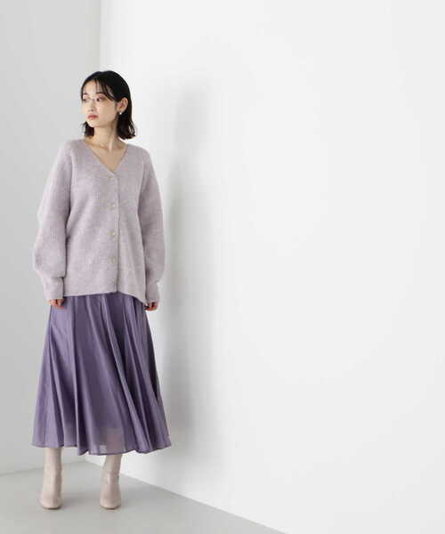 NATURAL BEAUTY BASIC（ナチュラルビューティーベーシック）の「シャギーメランジボクシーカーデ差込（カーディガン/ボレロ・レディース・ブルー/ベージュ/ラベンダー・MEDIUM）」の12枚目の写真