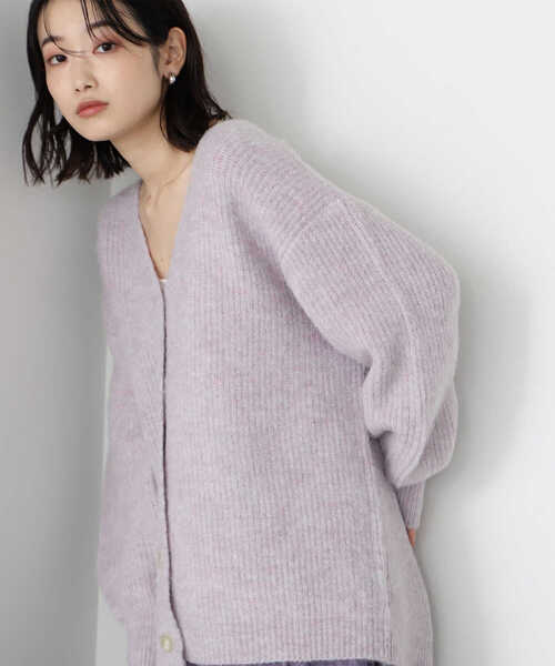 NATURAL BEAUTY BASIC（ナチュラルビューティーベーシック）の「シャギーメランジボクシーカーデ差込（カーディガン/ボレロ・レディース・ブルー/ベージュ/ラベンダー・MEDIUM）」の11枚目の写真