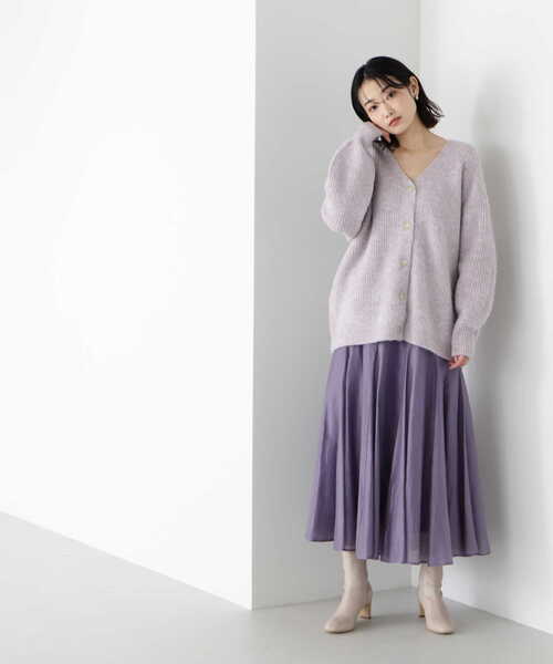 NATURAL BEAUTY BASIC（ナチュラルビューティーベーシック）の「シャギーメランジボクシーカーデ差込（カーディガン/ボレロ・レディース・ブルー/ベージュ/ラベンダー・MEDIUM）」の10枚目の写真