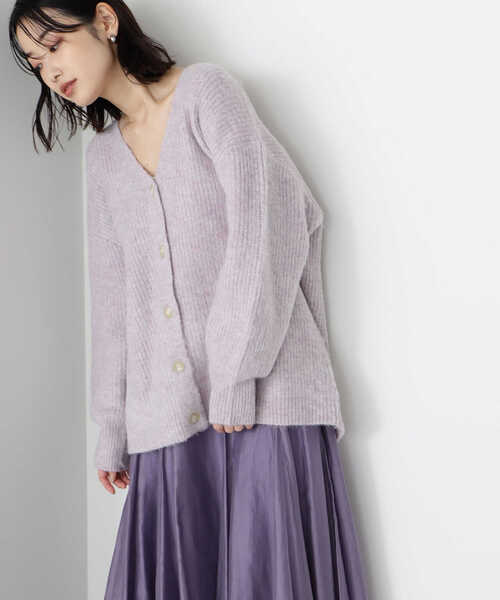NATURAL BEAUTY BASIC（ナチュラルビューティーベーシック）の「シャギーメランジボクシーカーデ差込（カーディガン/ボレロ・レディース・ブルー/ベージュ/ラベンダー・MEDIUM）」の21枚目の写真