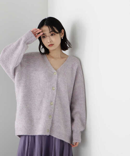 NATURAL BEAUTY BASIC（ナチュラルビューティーベーシック）の「シャギーメランジボクシーカーデ差込（カーディガン/ボレロ・レディース・ブルー/ベージュ/ラベンダー・MEDIUM）」の22枚目の写真