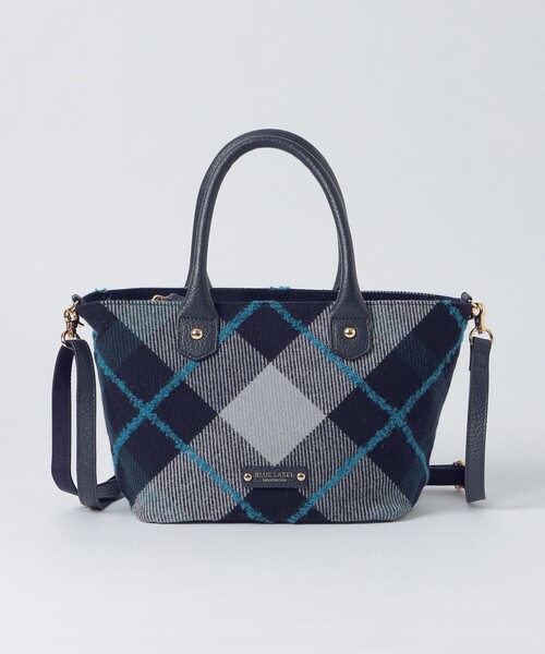 BLUE LABEL ツイード ショルダーバッグ 美品/2way ブルー BLUE LABEL ツイード ショルダーバッグ 美品/2way ブルー
