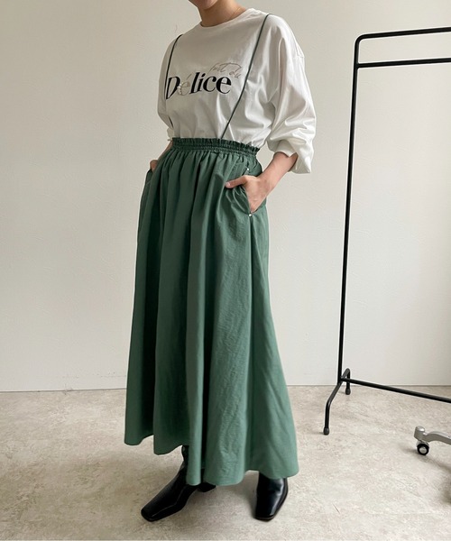 LHELBIE(レルビエ)の「マルチウェイキルトジャガード×ナイロンスカート(スカート・レディース・アイボリー/ブラック/グリーン・M)」の14枚目の写真