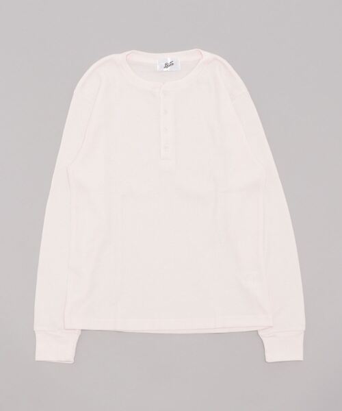 VIBGYOR（ヴィブジョー）の「ワッフルヘンリーネックT(BL)（Tシャツ/カットソー・メンズ・グレー/ブラック/ライトピンク/カーキ/ベージュ/ネイビー/ホワイト・MEDIUM/X-LARGE/LARGE）」の7枚目の写真