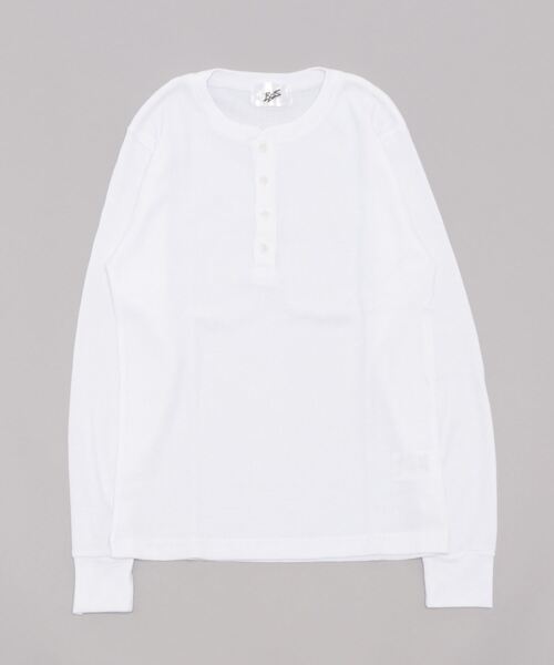 VIBGYOR（ヴィブジョー）の「ワッフルヘンリーネックT(BL)（Tシャツ/カットソー・メンズ・グレー/ブラック/ライトピンク/カーキ/ベージュ/ネイビー/ホワイト・MEDIUM/X-LARGE/LARGE）」の2枚目の写真