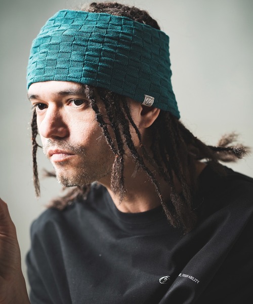 GLIMCLAP（グリムクラップ）の「mko11014- Latticed pattern hair band ヘアバンド（ヘアバンド・メンズ・チャコール/ブルー系その他/ブラック/ベージュ・FREE）」の5枚目の写真