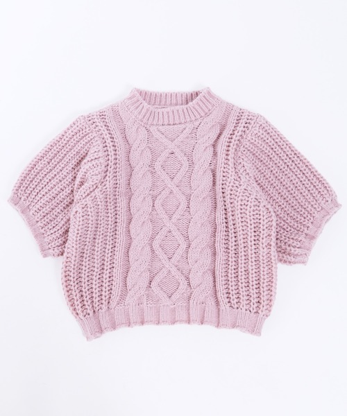 PHILLY（フィリー）の「ケーブル半袖ニット（ニット/セーター・レディース・グレー/ピンク/アイボリー・FREE）」の6枚目の写真