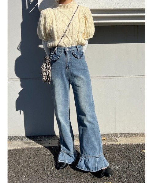 PHILLY（フィリー）の「ケーブル半袖ニット（ニット/セーター・レディース・グレー/ピンク/アイボリー・FREE）」の10枚目の写真