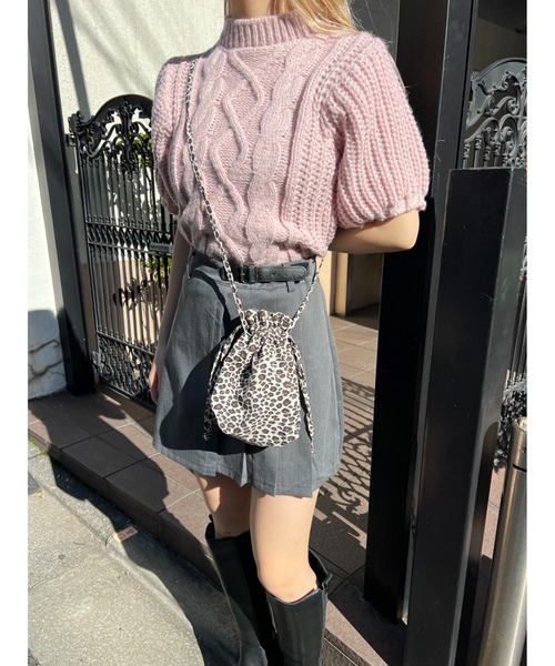 PHILLY（フィリー）の「ケーブル半袖ニット（ニット/セーター・レディース・グレー/ピンク/アイボリー・FREE）」の8枚目の写真