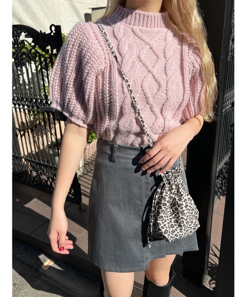 PHILLY（フィリー）の「ケーブル半袖ニット（ニット/セーター・レディース・グレー/ピンク/アイボリー・FREE）」の17枚目の写真