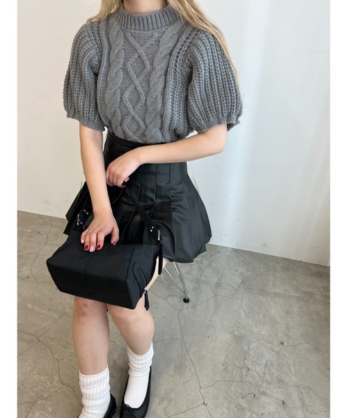 PHILLY（フィリー）の「ケーブル半袖ニット（ニット/セーター・レディース・グレー/ピンク/アイボリー・FREE）」の16枚目の写真