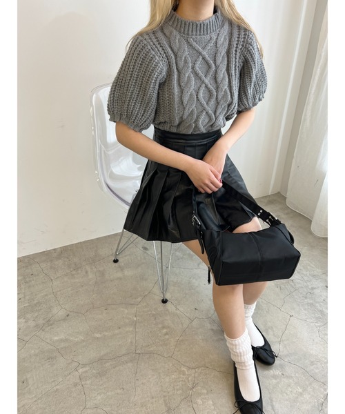 PHILLY（フィリー）の「ケーブル半袖ニット（ニット/セーター・レディース・グレー/ピンク/アイボリー・FREE）」の22枚目の写真