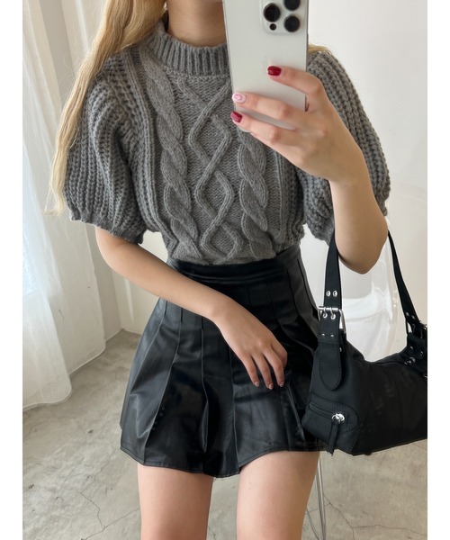 PHILLY（フィリー）の「ケーブル半袖ニット（ニット/セーター・レディース・グレー/ピンク/アイボリー・FREE）」の14枚目の写真