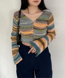 〈Setでも〉グラデーションクロップドVカーディガン