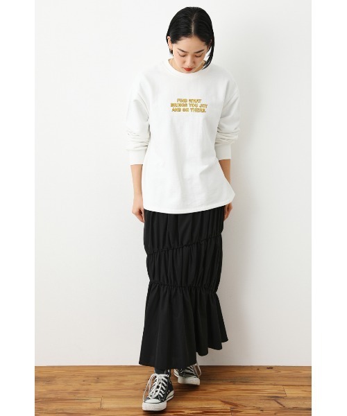 RODEO CROWNS WIDE BOWL（ロデオクラウンズワイドボウル）の「ステッチギャザースカート（スカート・レディース・ブラック/ホワイト・FREE）」の3枚目の写真