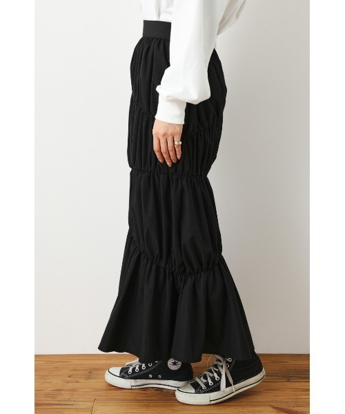 RODEO CROWNS WIDE BOWL（ロデオクラウンズワイドボウル）の「ステッチギャザースカート（スカート・レディース・ブラック/ホワイト・FREE）」の5枚目の写真