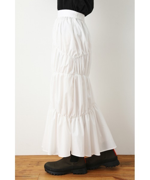 RODEO CROWNS WIDE BOWL（ロデオクラウンズワイドボウル）の「ステッチギャザースカート（スカート・レディース・ブラック/ホワイト・FREE）」の6枚目の写真