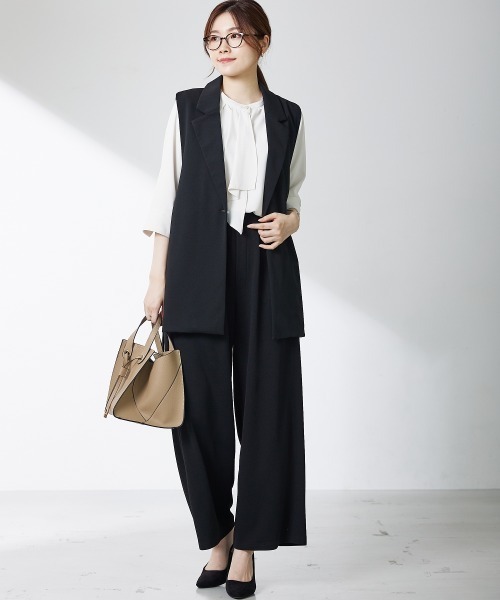 7days Life Styling(セブンデイズライフスタイリング)の「【販売終了】【ジャージーシリーズ】サイドベルトテーラードジレ(スーツベスト・レディース・ブラック/ライトグレー・L/LL/M)」の11枚目の写真