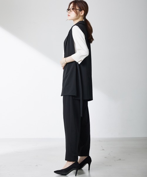 7days Life Styling(セブンデイズライフスタイリング)の「【販売終了】【ジャージーシリーズ】サイドベルトテーラードジレ(スーツベスト・レディース・ブラック/ライトグレー・L/LL/M)」の12枚目の写真