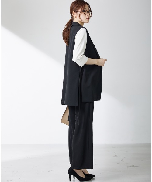 7days Life Styling(セブンデイズライフスタイリング)の「【販売終了】【ジャージーシリーズ】サイドベルトテーラードジレ(スーツベスト・レディース・ブラック/ライトグレー・L/LL/M)」の14枚目の写真