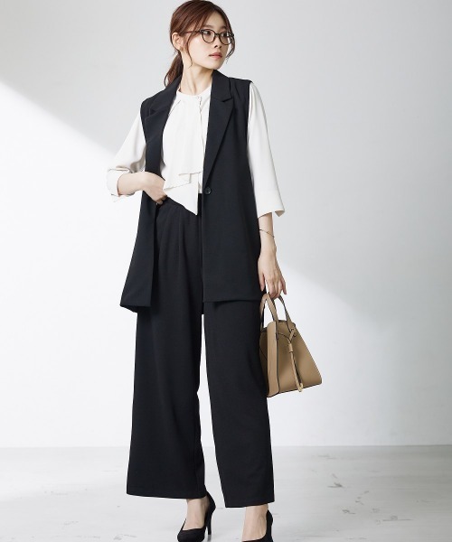 7days Life Styling(セブンデイズライフスタイリング)の「【販売終了】【ジャージーシリーズ】サイドベルトテーラードジレ(スーツベスト・レディース・ブラック/ライトグレー・L/LL/M)」の10枚目の写真