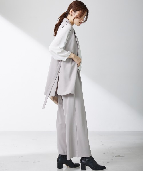 7days Life Styling(セブンデイズライフスタイリング)の「【販売終了】【ジャージーシリーズ】サイドベルトテーラードジレ(スーツベスト・レディース・ブラック/ライトグレー・L/LL/M)」の16枚目の写真