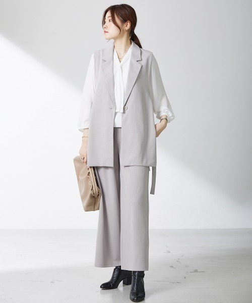 7days Life Styling(セブンデイズライフスタイリング)の「【販売終了】【ジャージーシリーズ】サイドベルトテーラードジレ(スーツベスト・レディース・ブラック/ライトグレー・L/LL/M)」の15枚目の写真