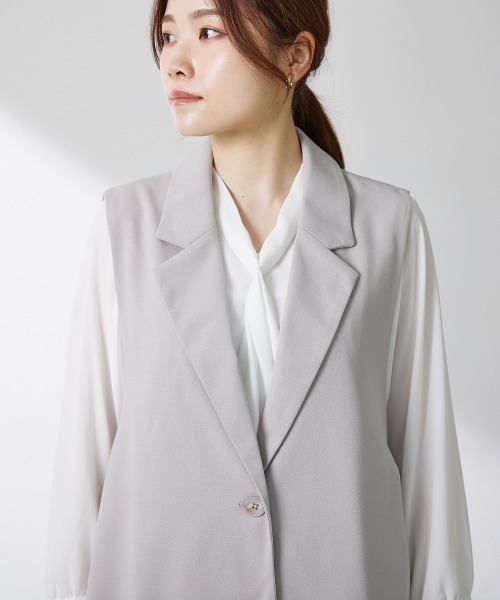 7days Life Styling(セブンデイズライフスタイリング)の「【販売終了】【ジャージーシリーズ】サイドベルトテーラードジレ(スーツベスト・レディース・ブラック/ライトグレー・L/LL/M)」の3枚目の写真