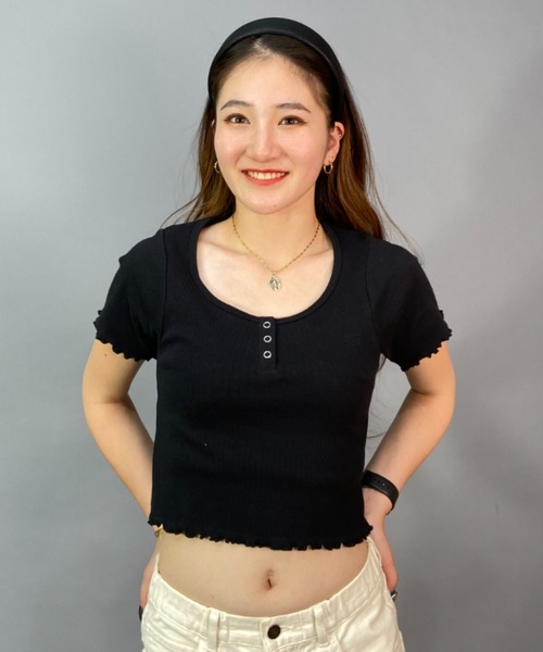 BILLABONG(ビラボン)の「【ムラサキスポーツ別注】BILLABONG/ビラボン HENLY NECK MINI TEE/無地ミニリブ素材Tシャツ BD013-219(Tシャツ/カットソー・レディース・ブラウン/ホワイト×ホワイト/ブラック×ブラック・M/L)」の2枚目の写真