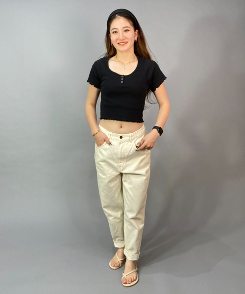 BILLABONG(ビラボン)の「【ムラサキスポーツ別注】BILLABONG/ビラボン HENLY NECK MINI TEE/無地ミニリブ素材Tシャツ BD013-219(Tシャツ/カットソー・レディース・ブラウン/ホワイト×ホワイト/ブラック×ブラック・M/L)」の18枚目の写真