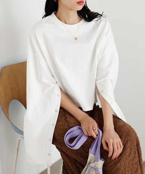 GeeRA(ジーラ)の「オープンスリーブプルオーバー(Tシャツ/カットソー・レディース・ブラック/モカ/アイボリー/その他・MEDIUM)」の1枚目の写真