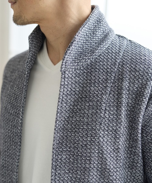 UNION STATION（ユニオンステーション）の「T/Cジャガードスタンドカラージャケット（テーラードジャケット・メンズ・ネイビー/ライトグレー・LL/L/M/S）」の7枚目の写真