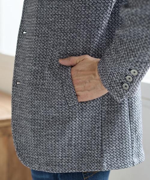 UNION STATION（ユニオンステーション）の「T/Cジャガードスタンドカラージャケット（テーラードジャケット・メンズ・ネイビー/ライトグレー・LL/L/M/S）」の8枚目の写真