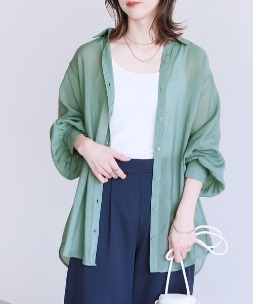 reca（レカ）の「ボリュームスリーブシアーシャツ（シャツ/ブラウス・レディース・グリーン/オフホワイト/ブラック/ブルー・FREE）」の13枚目の写真