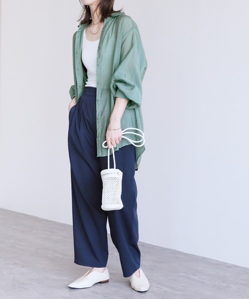 reca（レカ）の「ボリュームスリーブシアーシャツ（シャツ/ブラウス・レディース・グリーン/オフホワイト/ブラック/ブルー・FREE）」の15枚目の写真