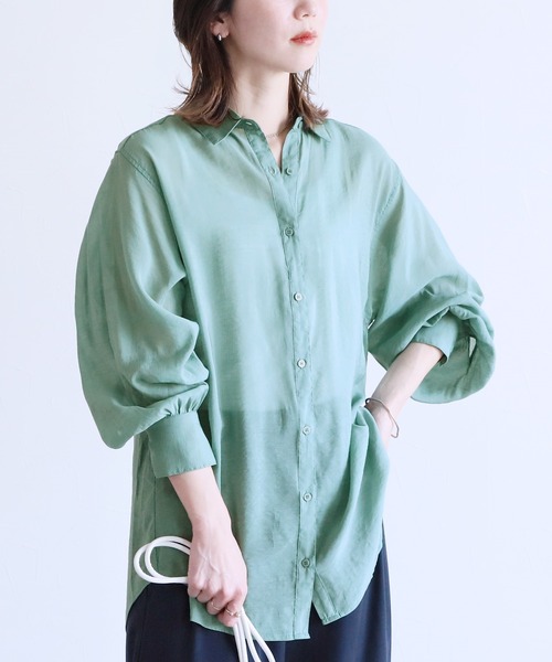 reca（レカ）の「ボリュームスリーブシアーシャツ（シャツ/ブラウス・レディース・グリーン/オフホワイト/ブラック/ブルー・FREE）」の14枚目の写真