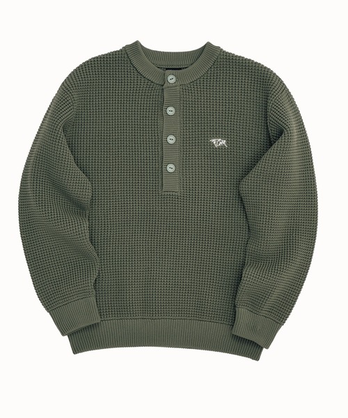 FCMM(エフシーエムエム)の「【日本限定アイテム】WAFFLE KNIT SWEATER/ワッフルニットセーター(ニット/セーター・メンズ・アイボリー/ブルー/グリーン・MEDIUM/LARGE)」の4枚目の写真