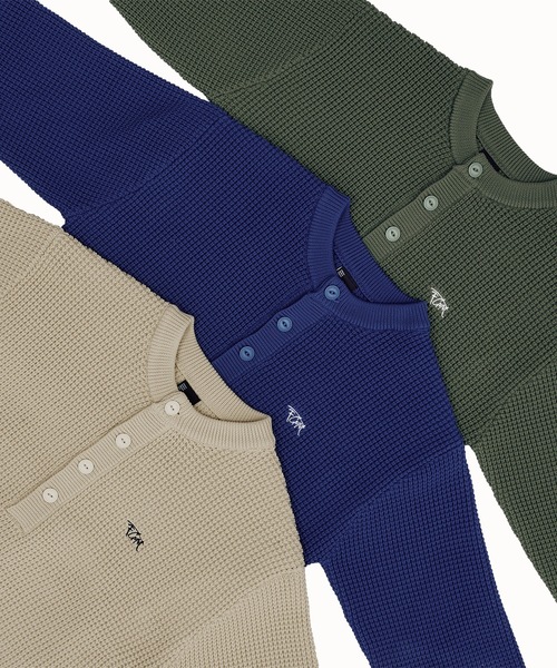 FCMM(エフシーエムエム)の「【日本限定アイテム】WAFFLE KNIT SWEATER/ワッフルニットセーター(ニット/セーター・メンズ・アイボリー/ブルー/グリーン・MEDIUM/LARGE)」の13枚目の写真