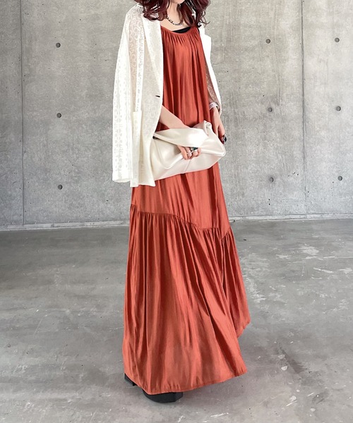 ティアードキャミワンピース 赤 Happy John（ハッピージョン）の「tiered cami onepiece