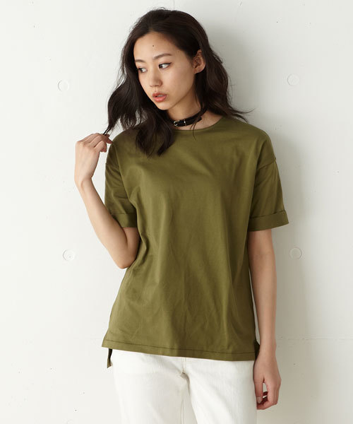 MOUSSY（マウジー）の「Simple Big TOPS（Tシャツ/カットソー・レディース・ホワイト/ライトブルー/ブラック/キャメル/カーキ系・FREE）」の4枚目の写真