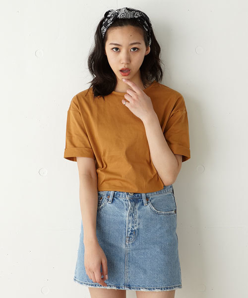 MOUSSY（マウジー）の「Simple Big TOPS（Tシャツ/カットソー・レディース・ホワイト/ライトブルー/ブラック/キャメル/カーキ系・FREE）」の5枚目の写真