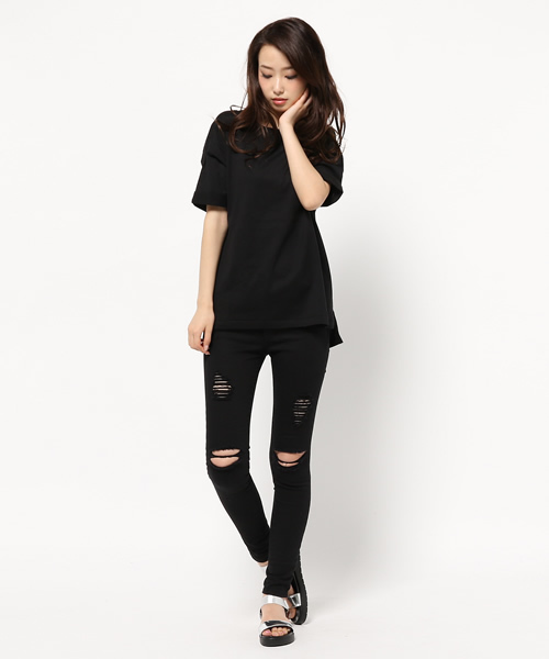 MOUSSY（マウジー）の「Simple Big TOPS（Tシャツ/カットソー・レディース・ホワイト/ライトブルー/ブラック/キャメル/カーキ系・FREE）」の9枚目の写真