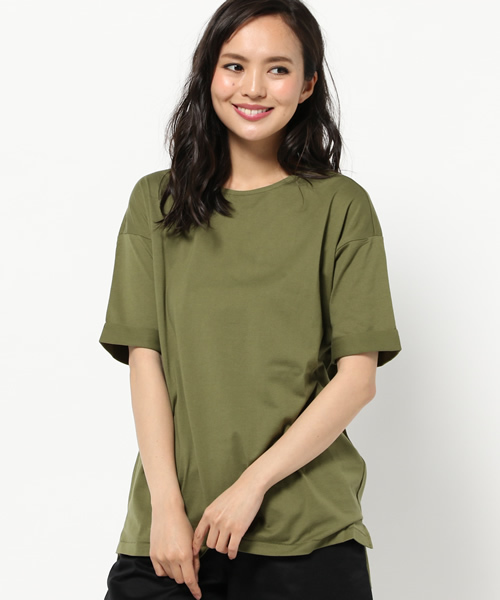 MOUSSY（マウジー）の「Simple Big TOPS（Tシャツ/カットソー・レディース・ホワイト/ライトブルー/ブラック/キャメル/カーキ系・FREE）」の16枚目の写真