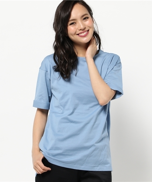 MOUSSY（マウジー）の「Simple Big TOPS（Tシャツ/カットソー・レディース・ホワイト/ライトブルー/ブラック/キャメル/カーキ系・FREE）」の17枚目の写真