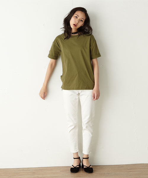 MOUSSY（マウジー）の「Simple Big TOPS（Tシャツ/カットソー・レディース・ホワイト/ライトブルー/ブラック/キャメル/カーキ系・FREE）」の21枚目の写真