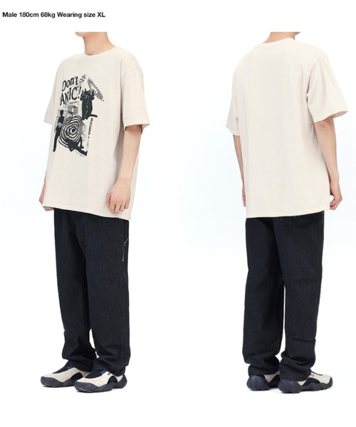 MAHAGRID（マハグリッド）の「『mahagrid/マハグリッド』DON’T PANIC PIGMENT TEE/ドントパニックピグメント 半袖 カットソー（Tシャツ/カットソー・レディース・チャコールグレー/ピンク/ネイビー/ベージュ・M/L/XL/S）」の7枚目の写真