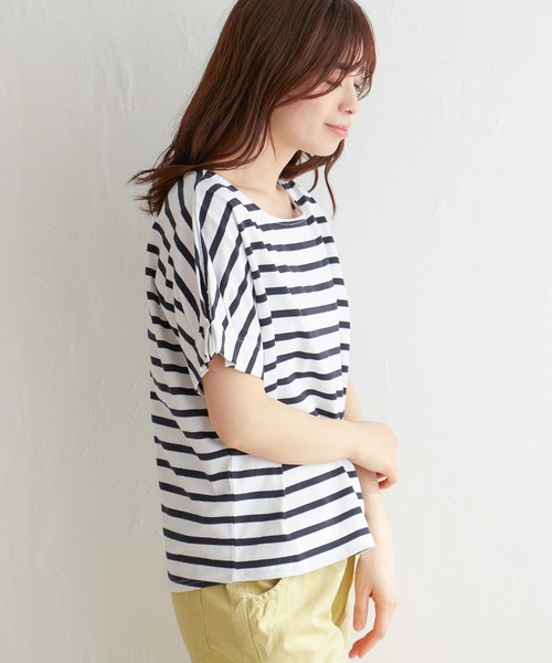 LBC（エルビーシー）の「ボーダー袖タックプルオーバー（Tシャツ/カットソー・レディース・ネイビー/ピンク/グリーン・M/L）」の7枚目の写真