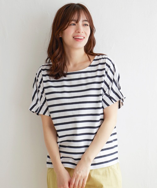 LBC（エルビーシー）の「ボーダー袖タックプルオーバー（Tシャツ/カットソー・レディース・ネイビー/ピンク/グリーン・M/L）」の17枚目の写真